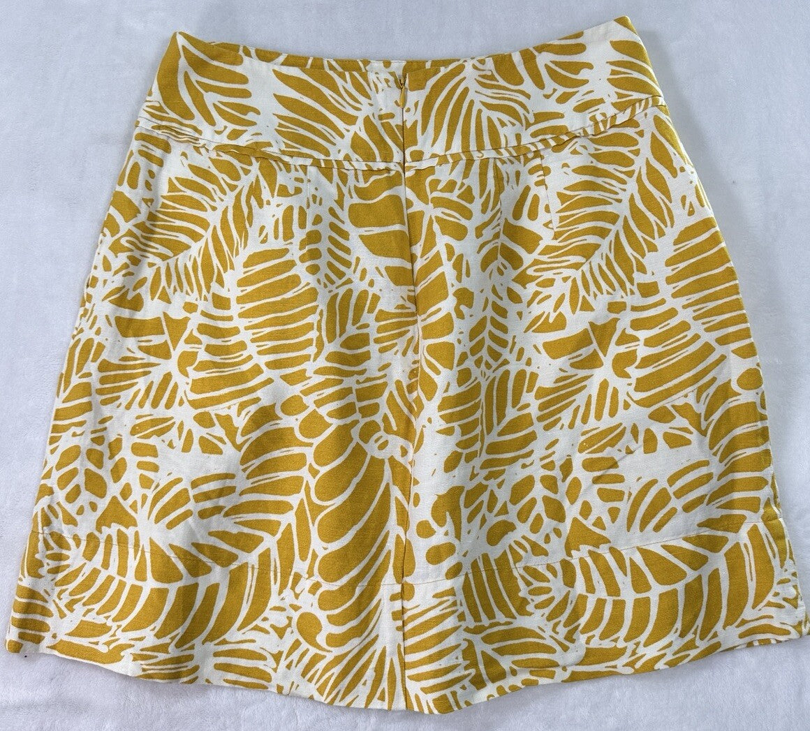 Ann Taylor LOFT Skirt Size 6 Linen Blend Yellow Floral