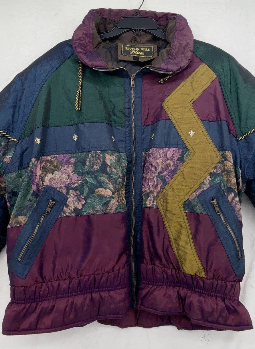 Vintage 90s Beverly Hills Blues Jacket Medium Fresh Prince Style Hipster Coat