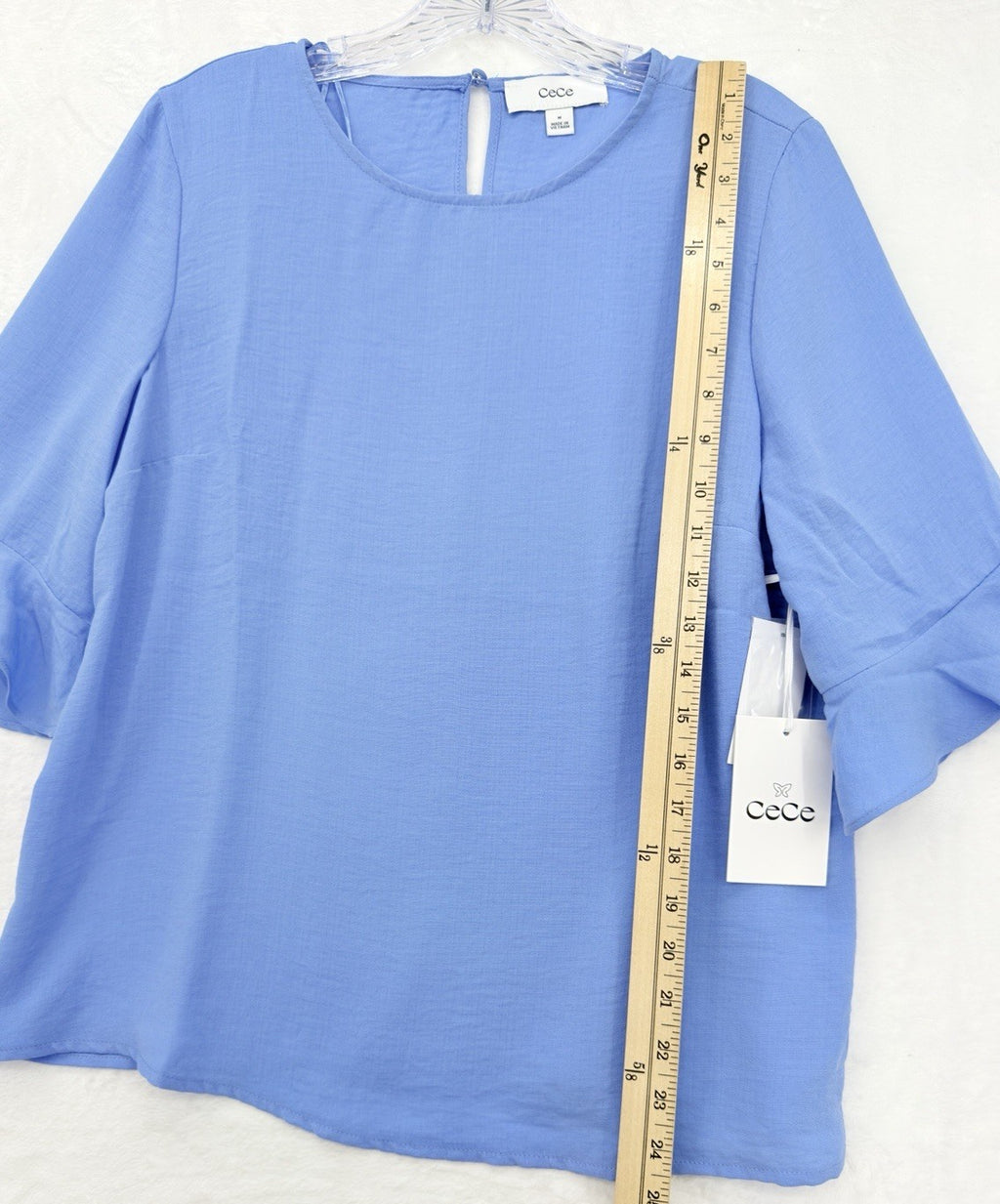Cece Top Medium Short Sleeve Blue Blouse Womens