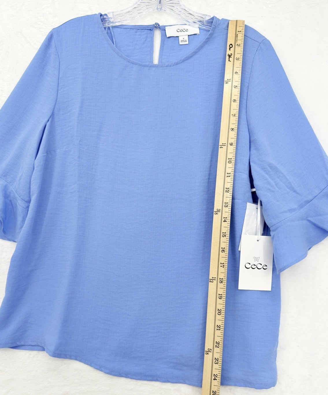 Cece Top Medium Short Sleeve Blue Blouse Womens