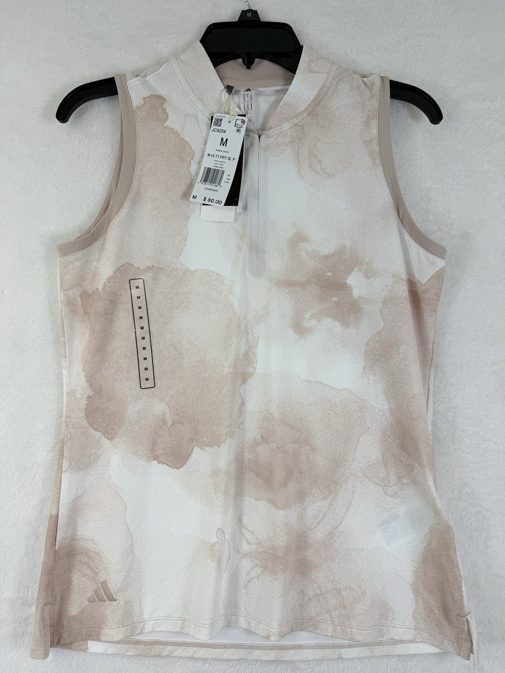 Adidas Womens Golf Polo Ultimate365 Medium Shirt Sleeveless Taupe Pink New NWT