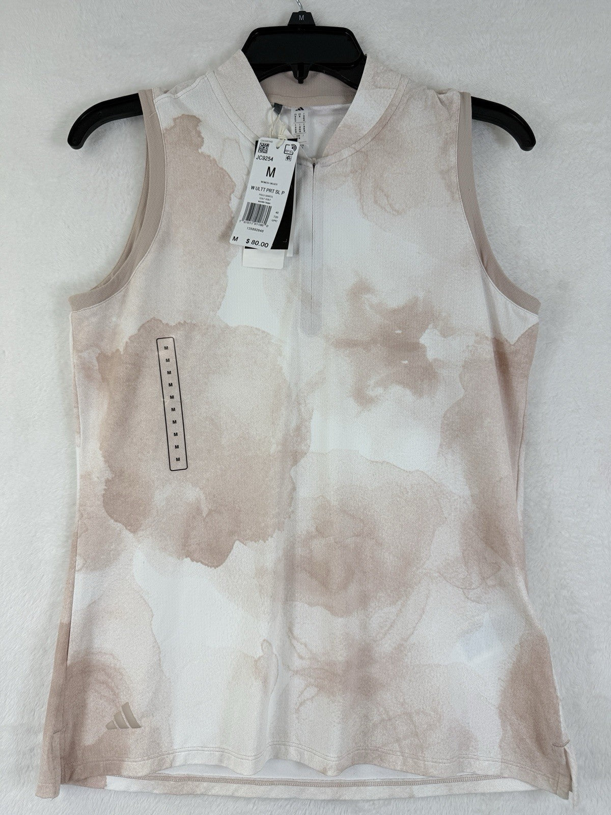 Adidas Womens Golf Polo Ultimate365 Medium Shirt Sleeveless Taupe Pink New NWT