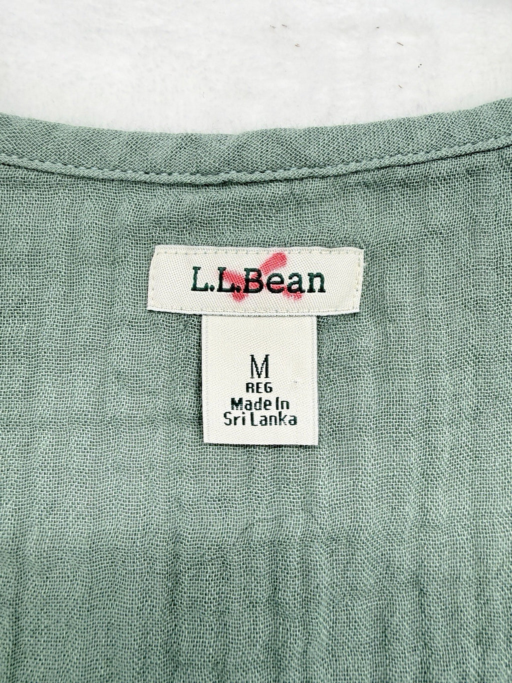 LL Bean Cloud Gauze Cotton Dress Medium Sage Green Sleeveless Pockets Womens