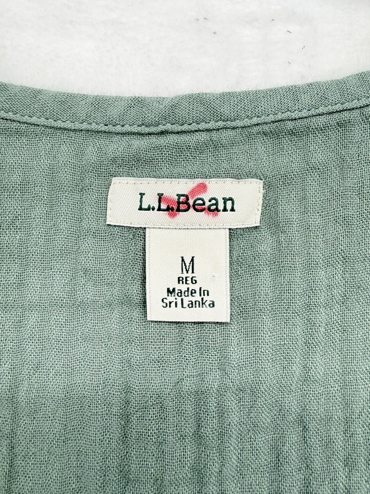 LL Bean Cloud Gauze Cotton Dress Medium Sage Green Sleeveless Pockets Womens