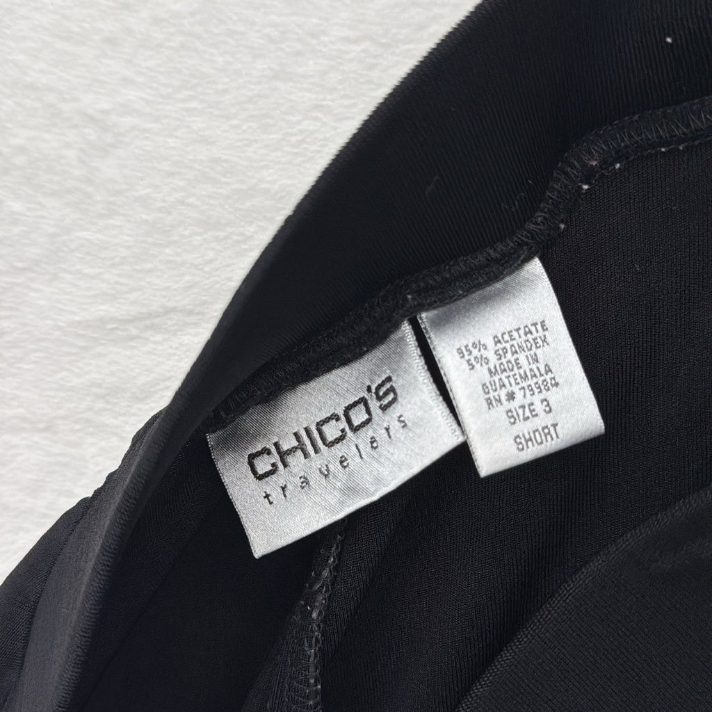 Chicos Travelers Size 3 Short Pants Black Pull On XL Womens Acetate Spandex