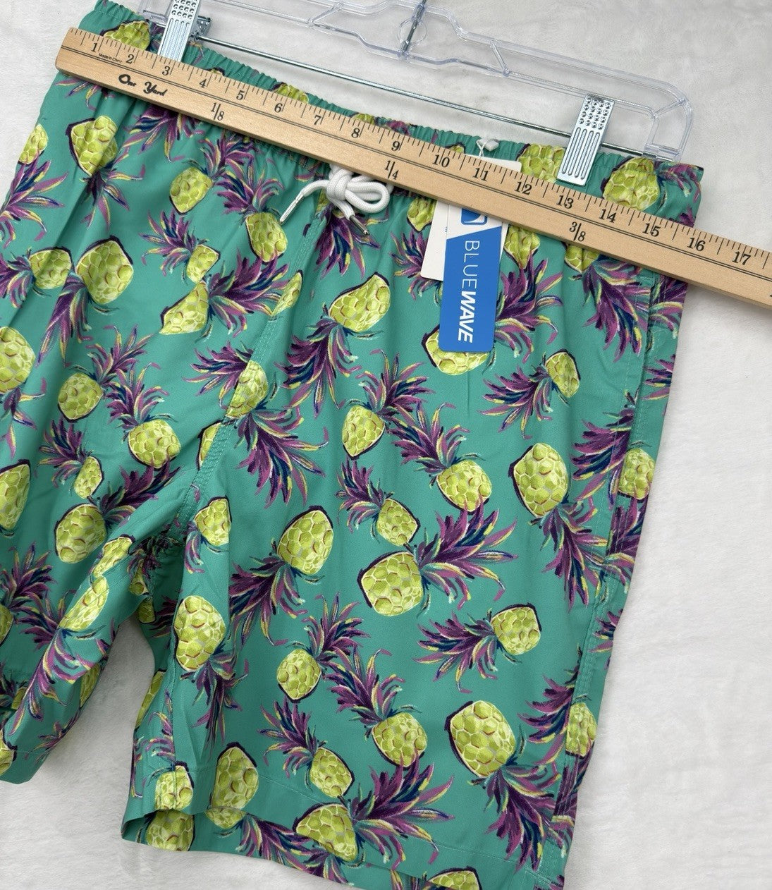 Blue Wave Swim Trunks Medium Mens Pineapple Swimsuit Lined Pockets 6” New