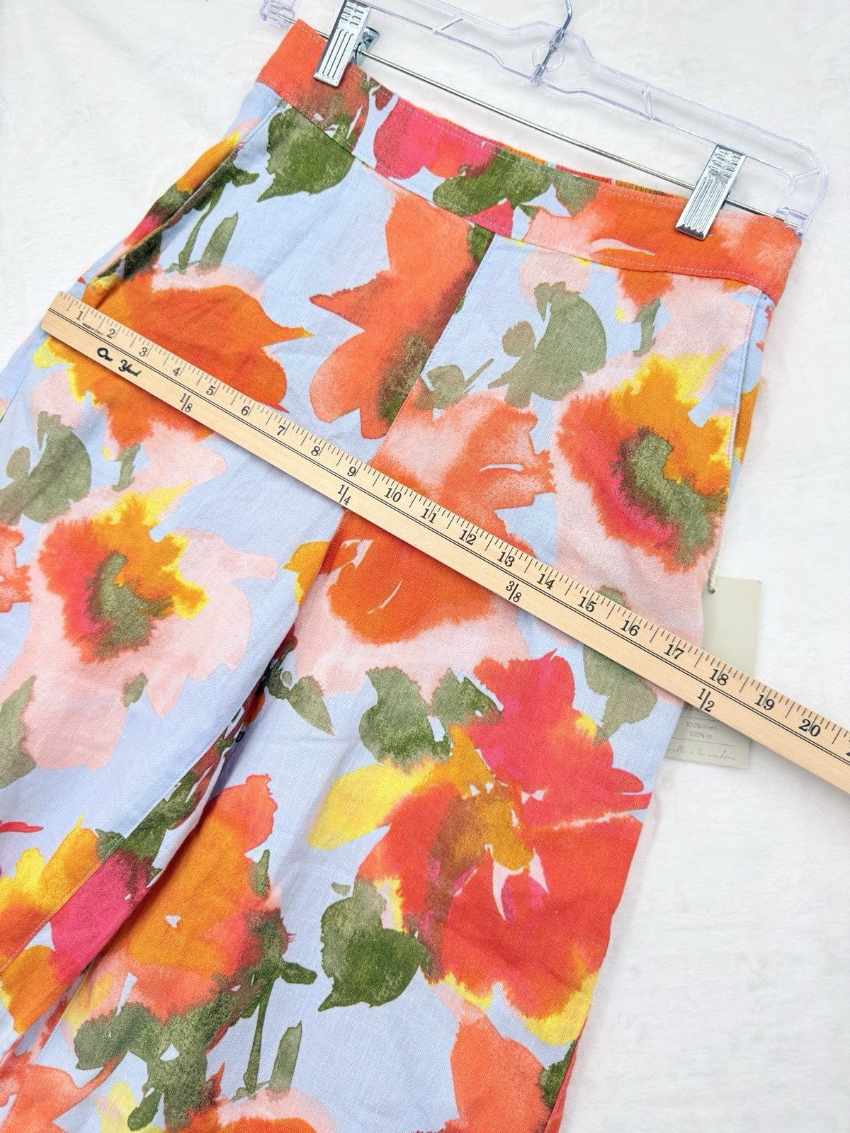 Joie Wide Leg Linen Pants XS Cropped Floral Print Pull On Womens New NWT