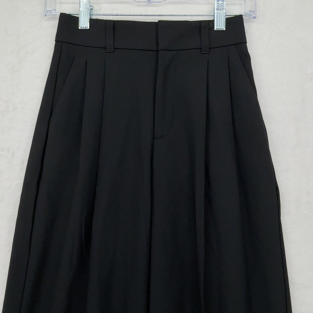 GU Uniqlo Pleated Wide Leg Pants XS Womens Black High Rise New NWT
