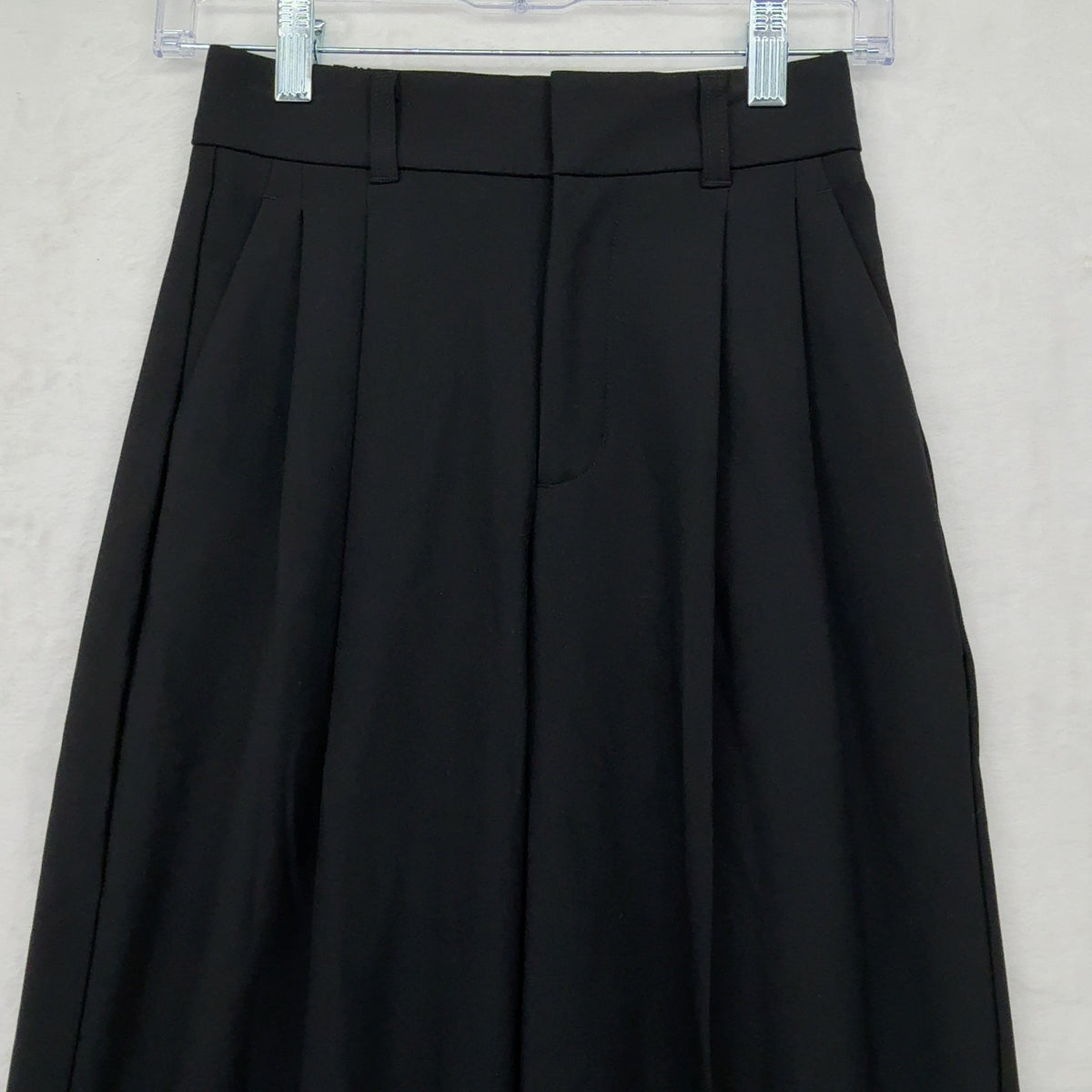 GU Uniqlo Pleated Wide Leg Pants XS Womens Black High Rise New NWT