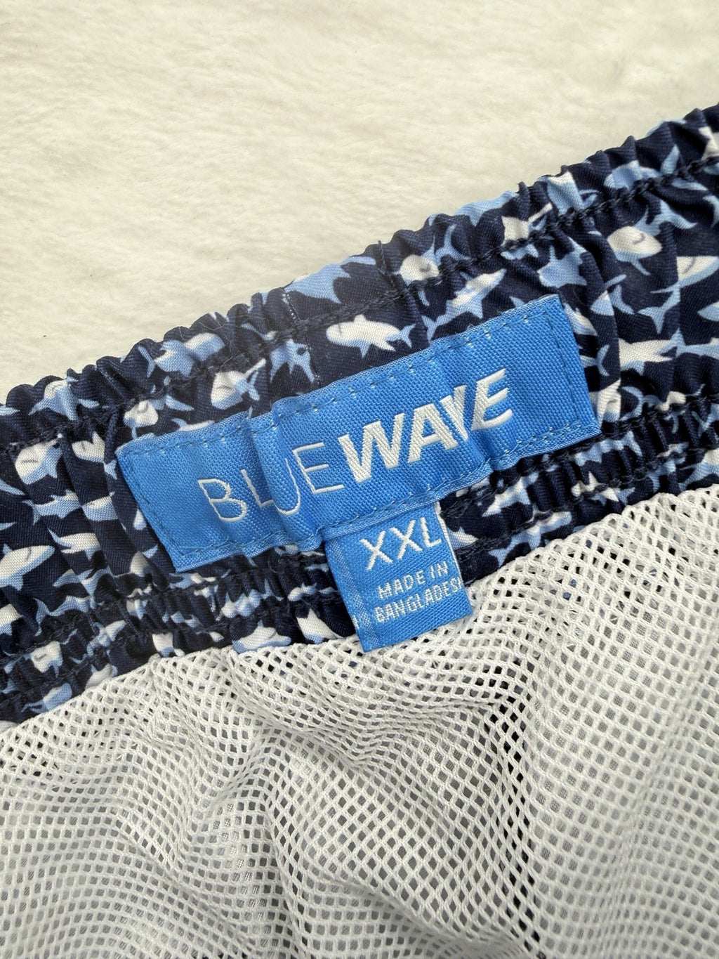 Blue Wave Swim Trunks XXL Mens Sharks Blue Swimsuit Mesh Lined 6.5” New NWT