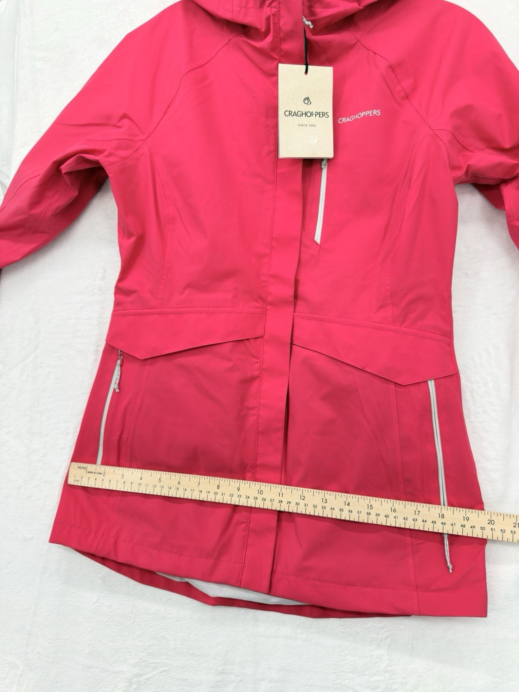 Craghoppers Rain Jacket Women XS Caldbeck Pink Hooded Coat Pockets New NWT