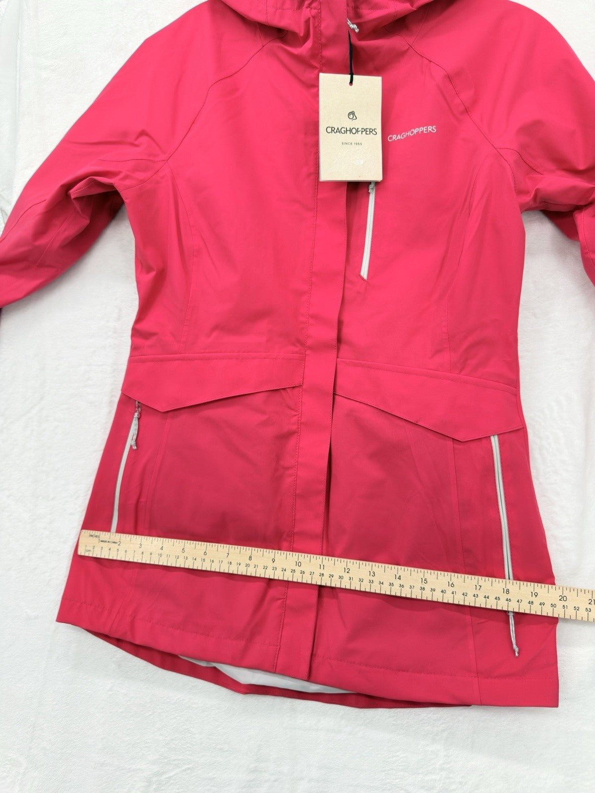 Craghoppers Rain Jacket Women XS Caldbeck Pink Hooded Coat Pockets New NWT