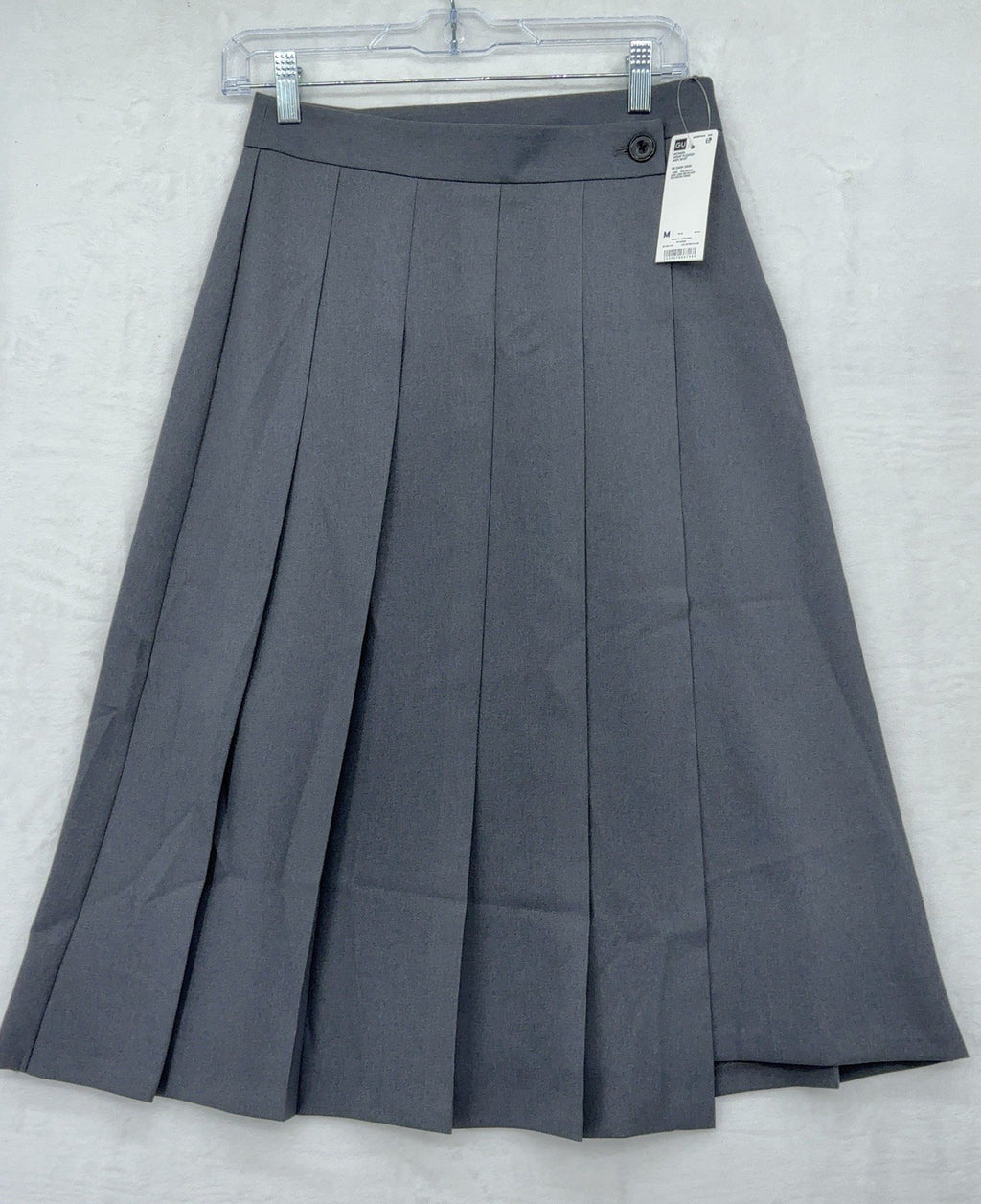 GU Wrap Pleated Midi Skirt Medium Women Gray Uniqlo Dark Academia Hipster New