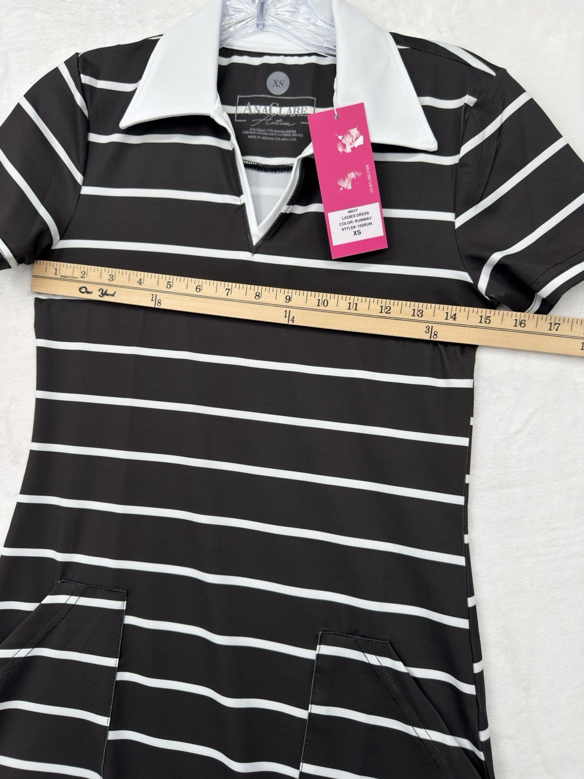 Ana Claire Dress Small Active Sleeveless Polo Black White Shift Clare Women New