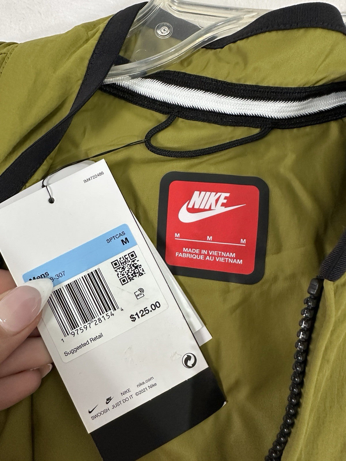 New Nike Vest Mens Medium Green Tech Woven Utility Nylon FZ0748-307 Full Zip