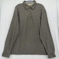 LL Bean Long Sleeve Polo Shirt Large Mens Brown Pullover Herringbone