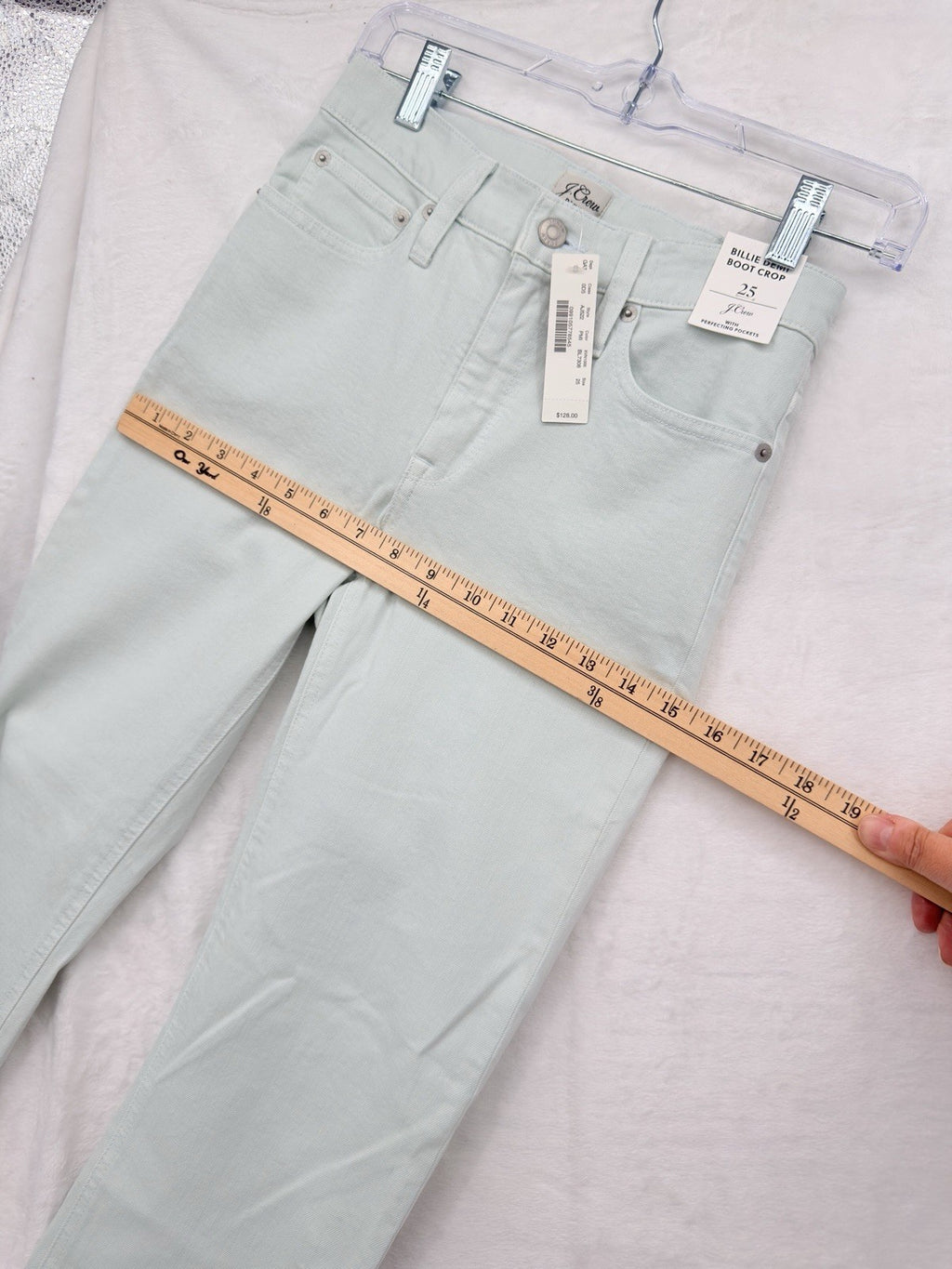 J Crew Billie Demi Boot Crop Jeans 25 Light Green Denim Womens New NWT