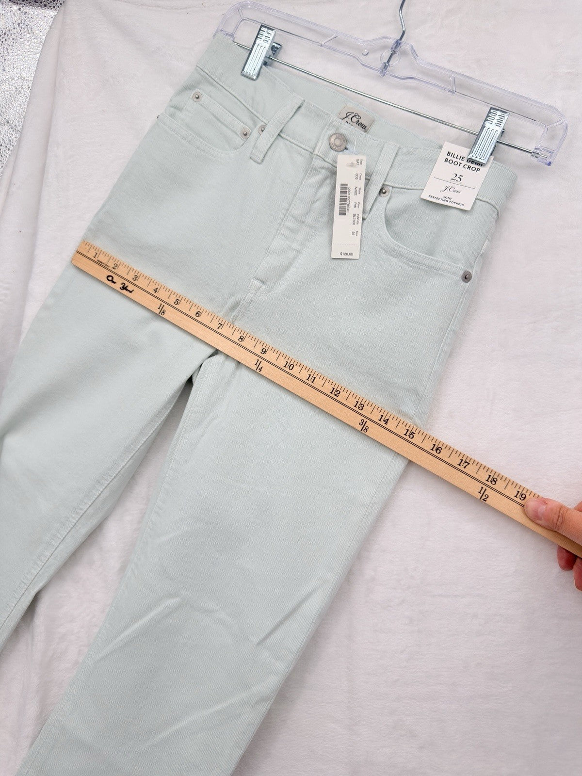 J Crew Billie Demi Boot Crop Jeans 25 Light Green Denim Womens New NWT