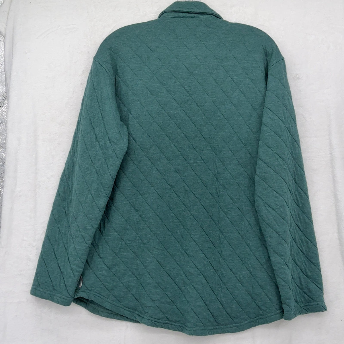 Eddie Bauer Quilted Shirt Jacket XS Womens Green Shacket Button Down