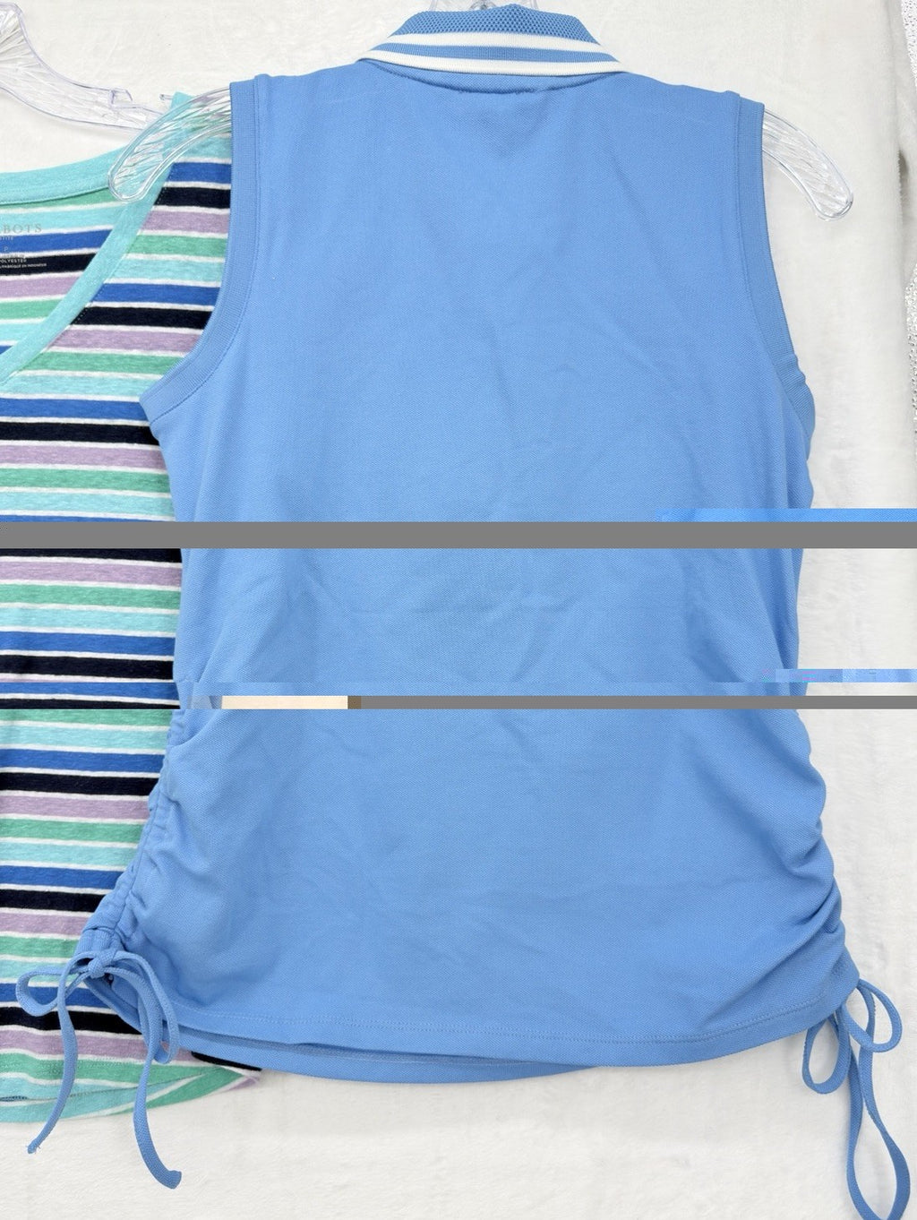 Talbots Tops XS Petite P Linen Tee Sleeveless Polo Blue Striped Lot Womens
