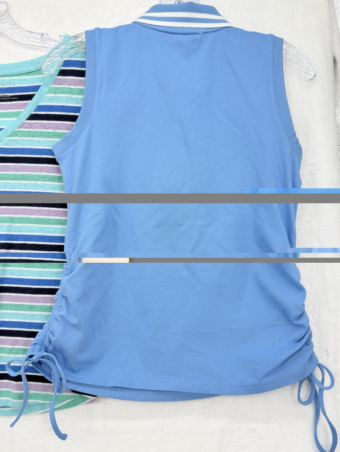 Talbots Tops XS Petite P Linen Tee Sleeveless Polo Blue Striped Lot Womens