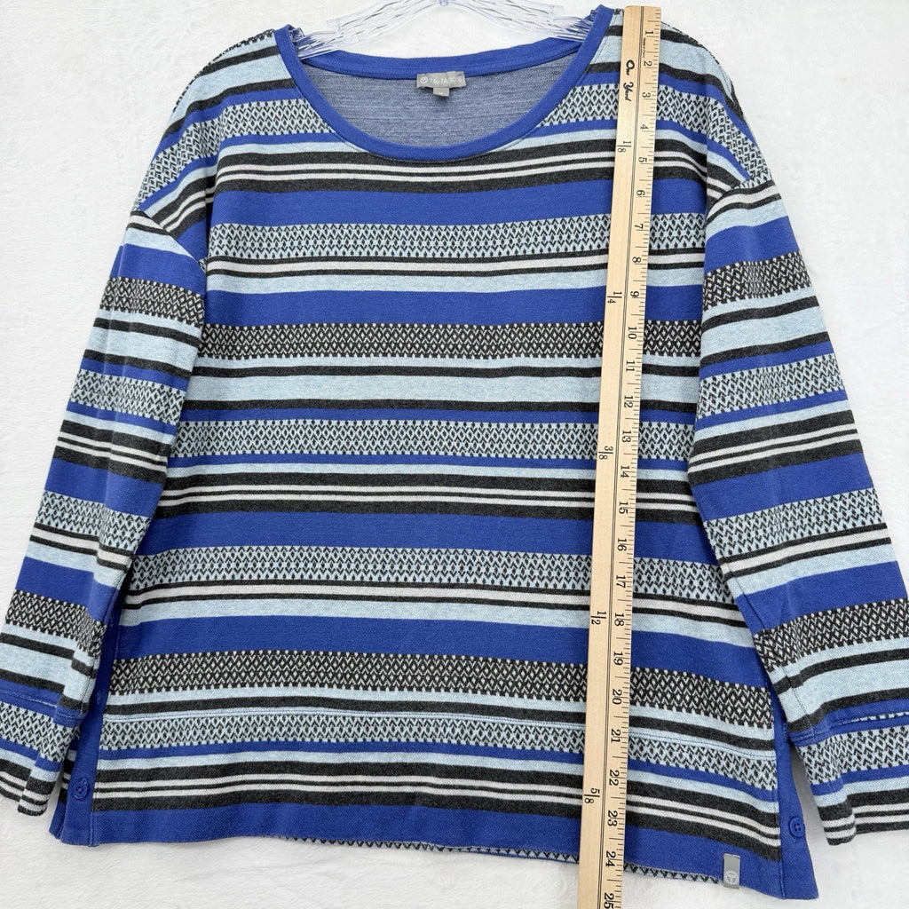 T By Talbots Top Medium Sweatshirt Pullover Blue 100% Cotton Long Sleeve Women’s