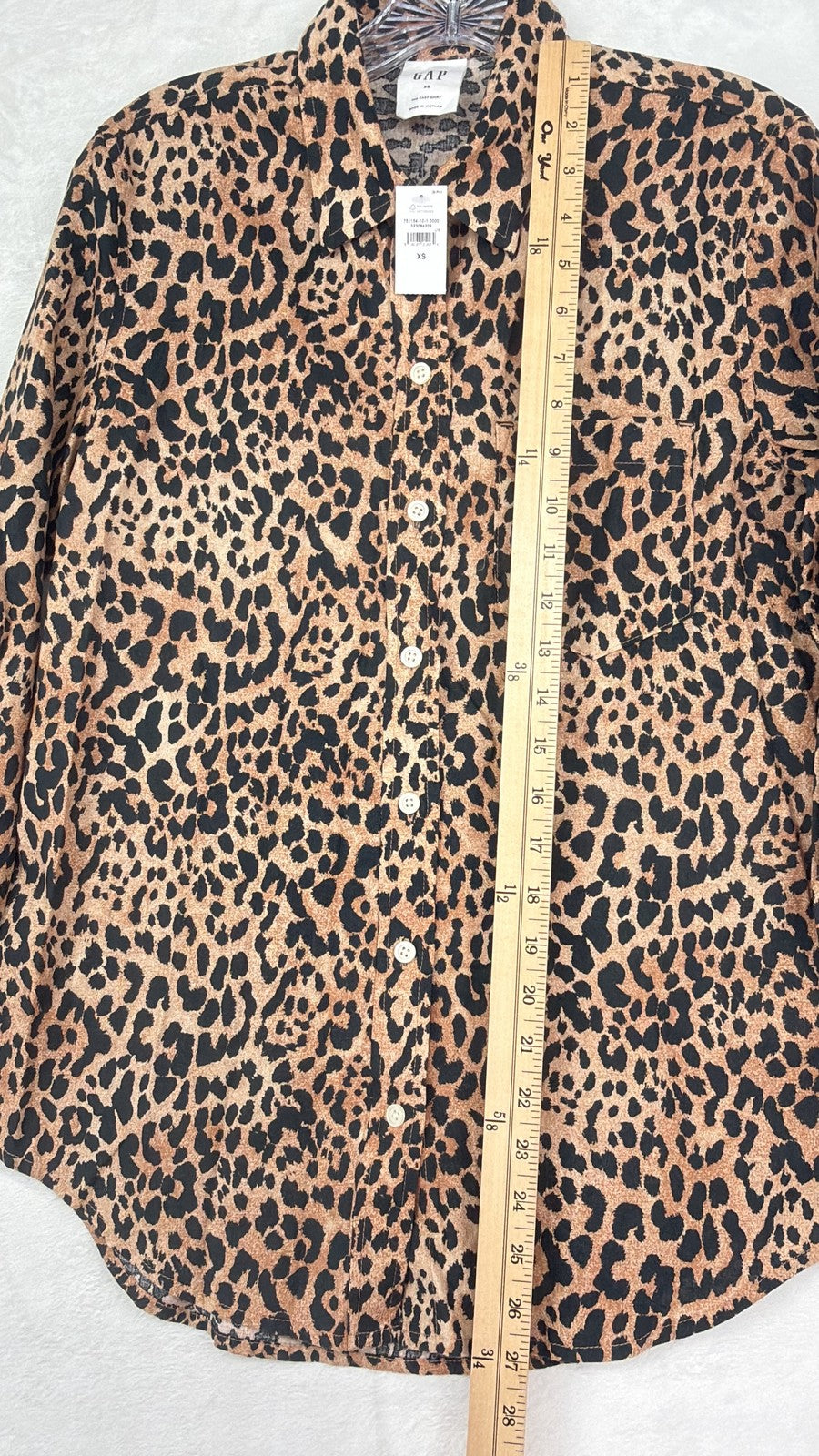 Gap Easy Shirt XS Womens Tops Leopard Print Linen Long Sleeve Button Up New NWT