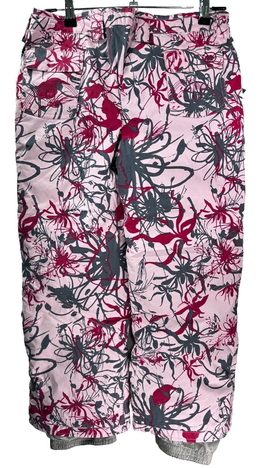 686 Snowboard Pants Girls Large Pink Floral Print Insulated Snowpants