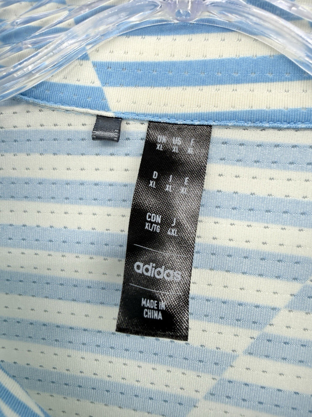 Adidas Ultimate 365 Golf Polo XL Shirt Mens Blue White Striped Short Sleeve Mesh