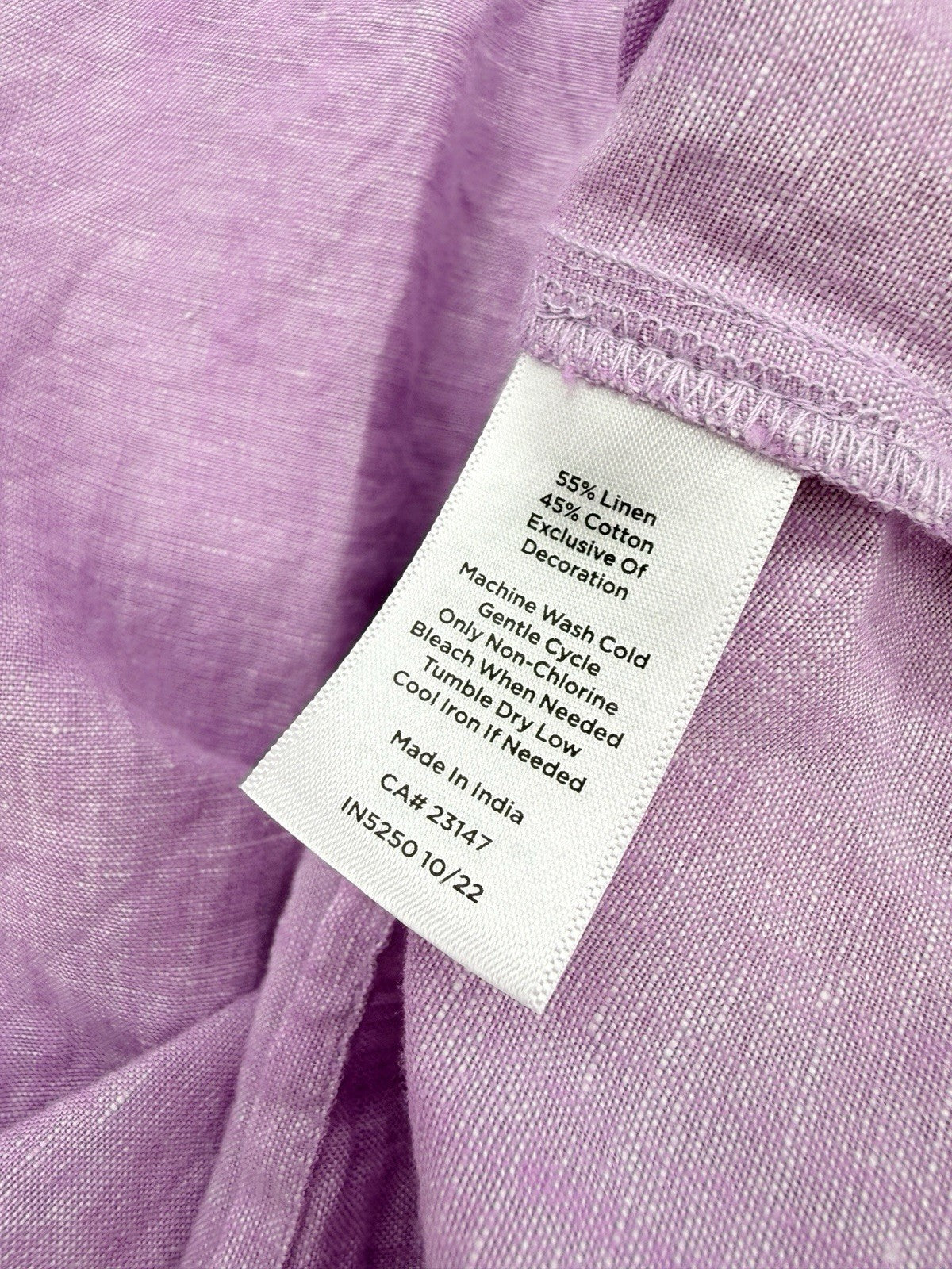Talbots Top Small Linen Cotton Butterfly Embroidered Square Neck Purple Womens