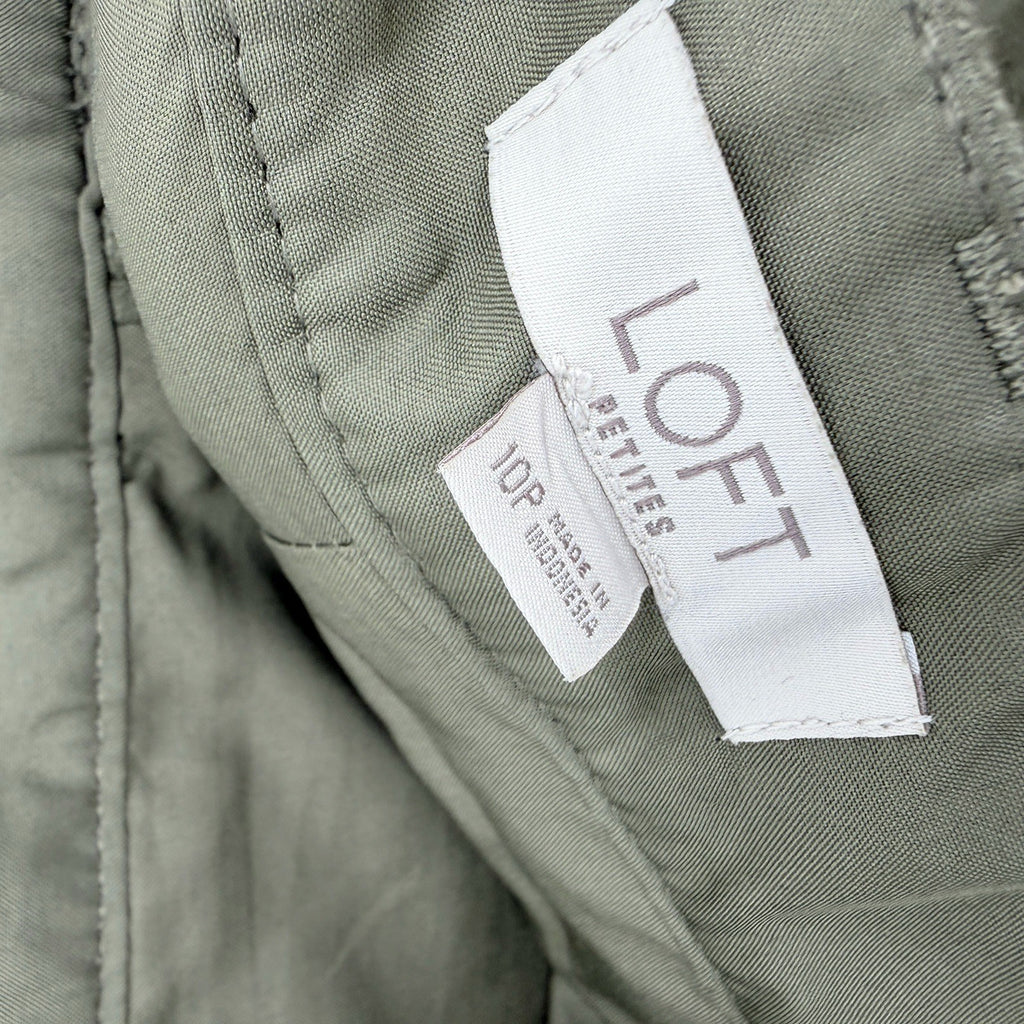 Loft Faux Suede Midi Skirt 10 Petite Olive Green Womens 10P A Line