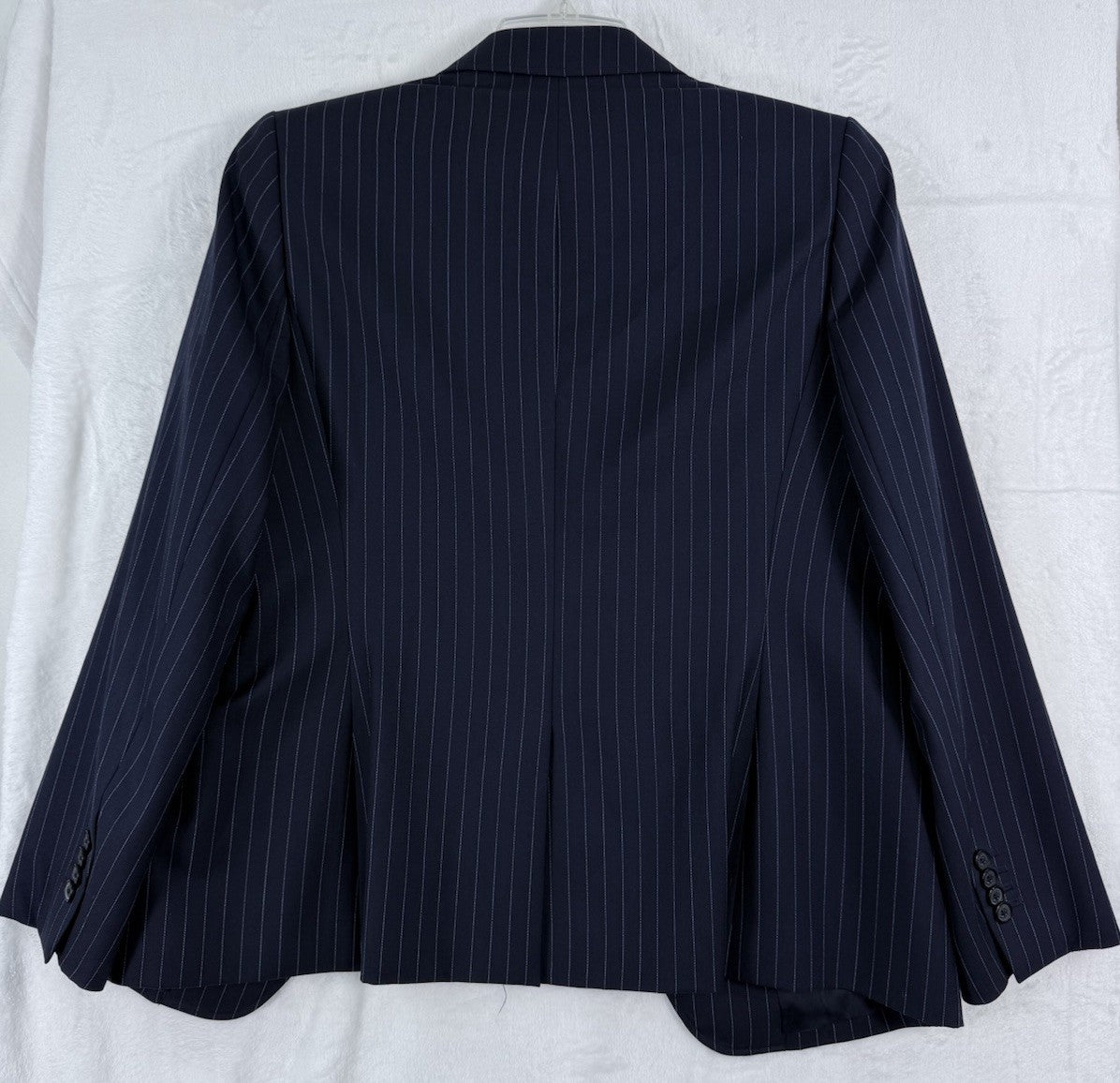 Brooks Brothers 346 Blazer 12 Womens 100% Wool Navy Blue Pinstripe Suit Jacket
