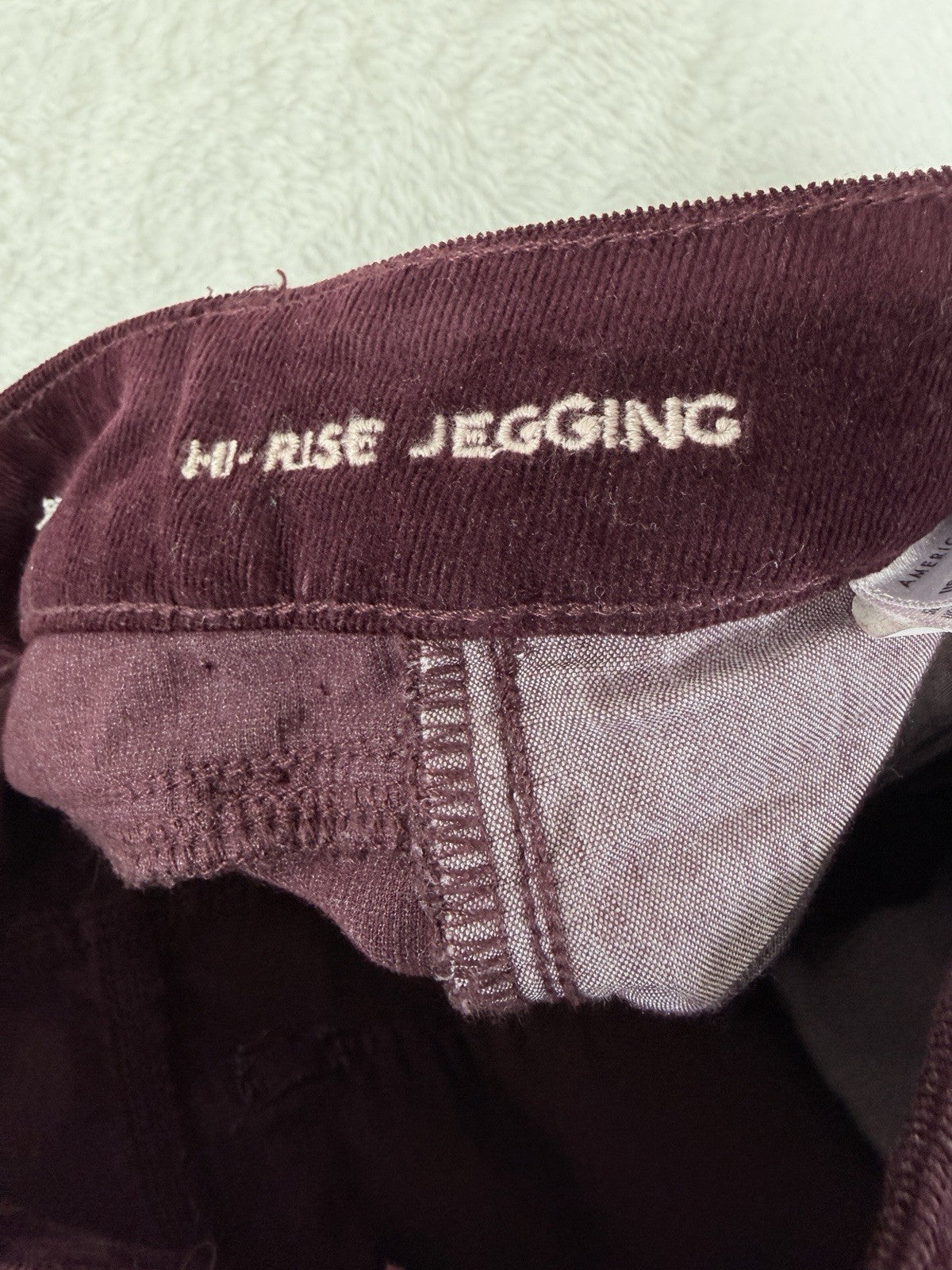 American Eagle Corduroy Pants 00 High Rise Jegging Burgundy Red Womens