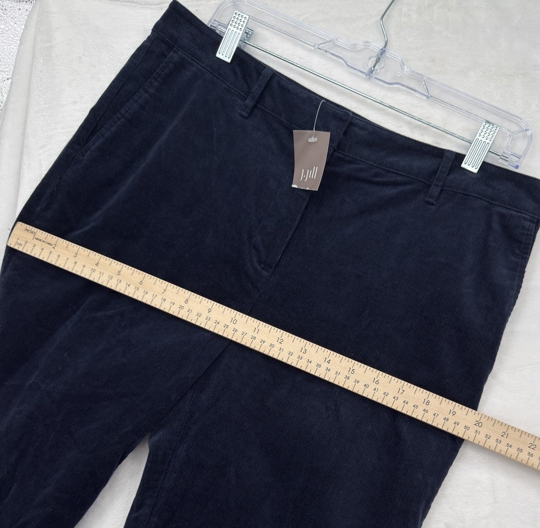 J Jill Corduroy Straight Leg Mid Rise Pants Navy Blue New NWT