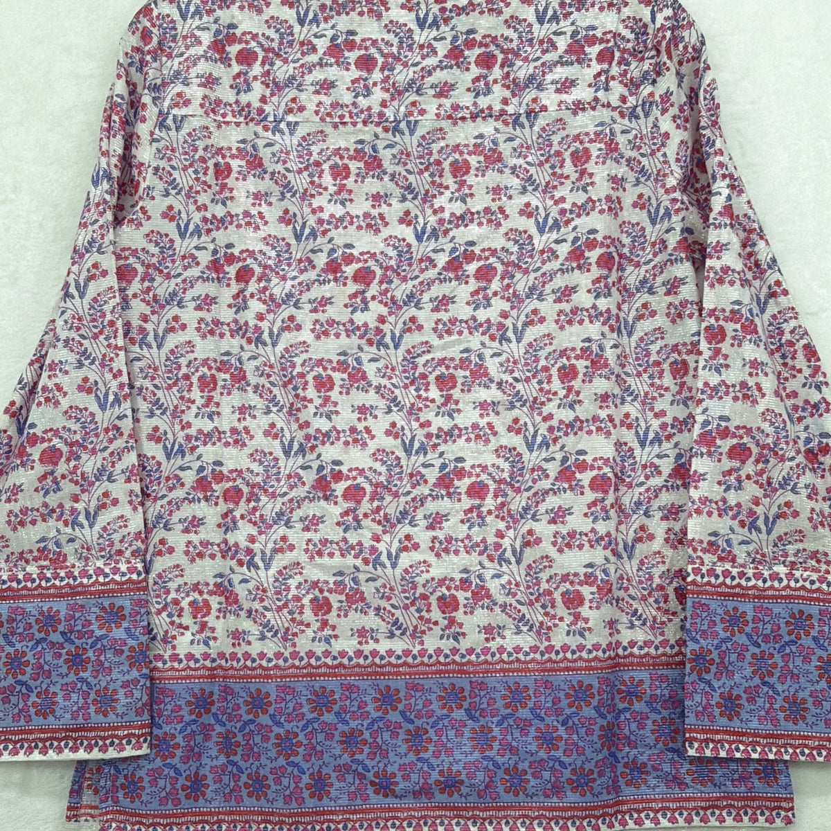J Crew Top XXS Iris Block Print Popover Tunic Long Sleeve Floral Print Cotton