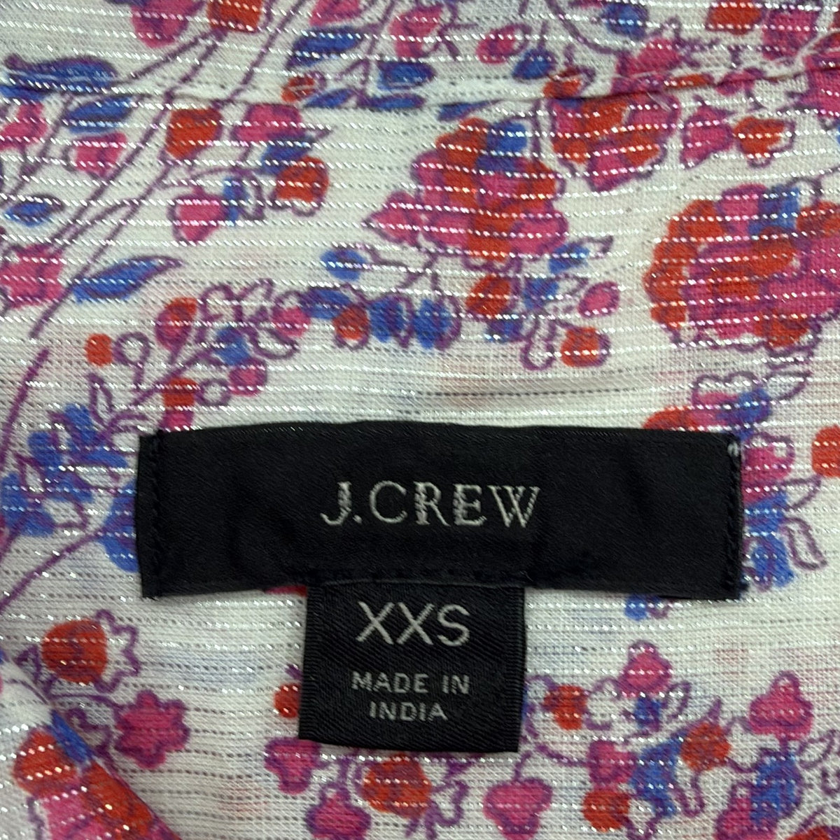 J Crew Top XXS Iris Block Print Popover Tunic Long Sleeve Floral Print Cotton