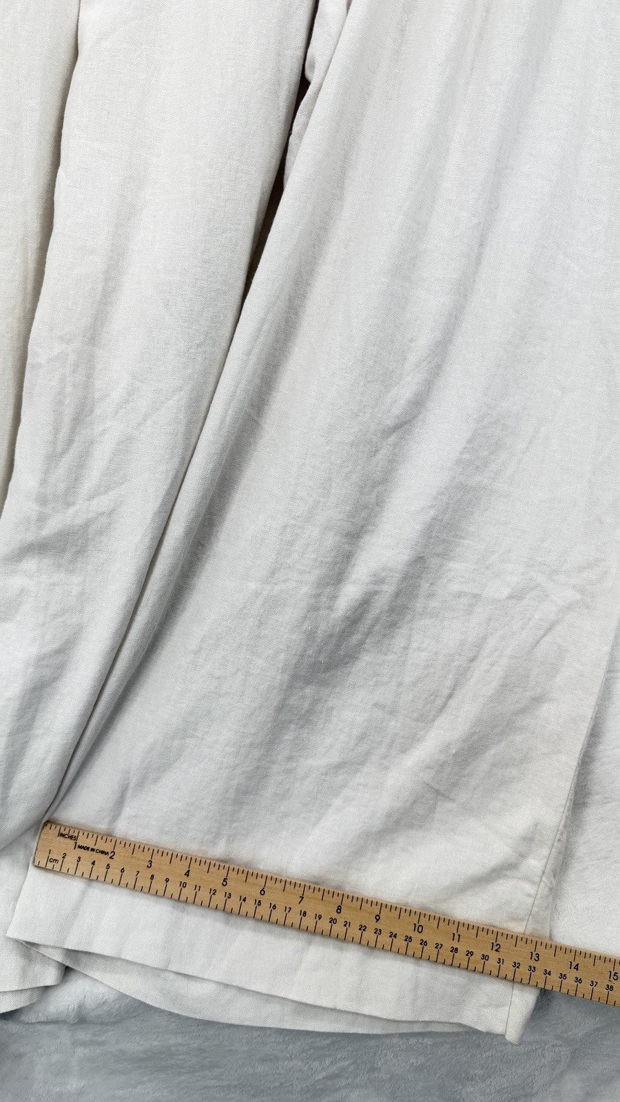 Rafaella Wide Leg Linen Blend Pants 24W White Plus Size Womens