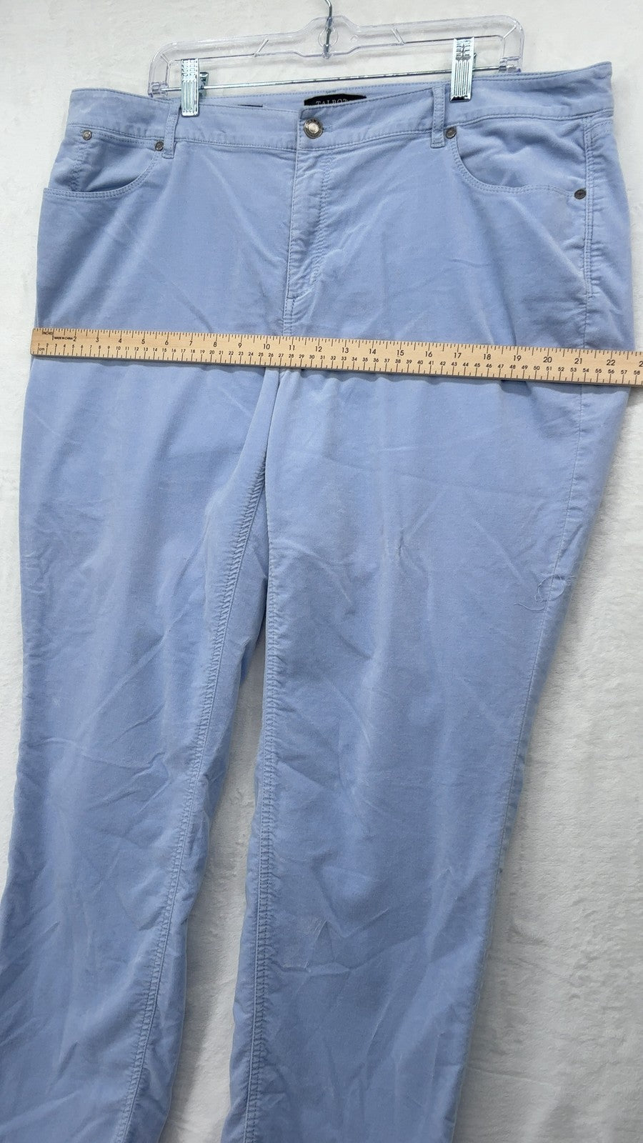 Talbots Velveteen Straight Leg Pants 18W Womens Light Blue Plus Size