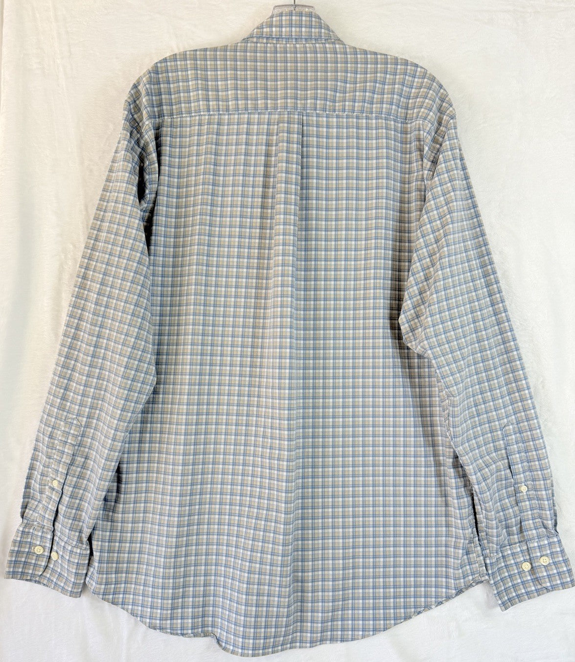 Peter Millar Large Button Down Shirt Blue Plaid Long Sleeve
