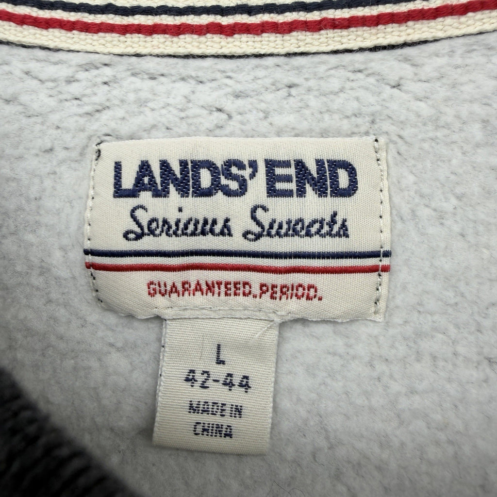 Lands End Serious Sweats Sweatshirt Mens Large Gray Crew Neck Pullover