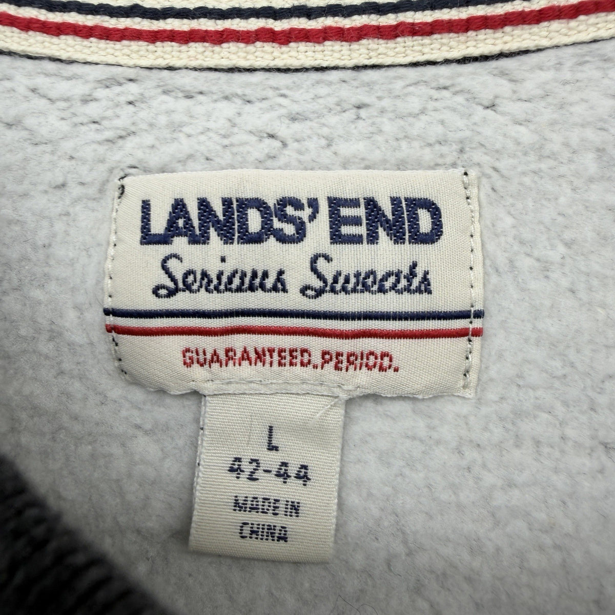 Lands End Serious Sweats Sweatshirt Mens Large Gray Crew Neck Pullover