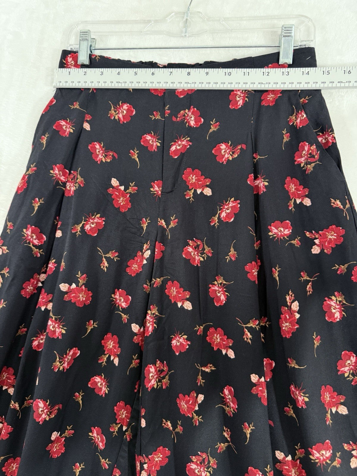 Anthropologie XS Maeve Wide Leg Crop Pants Navy Blue Red Floral Womens