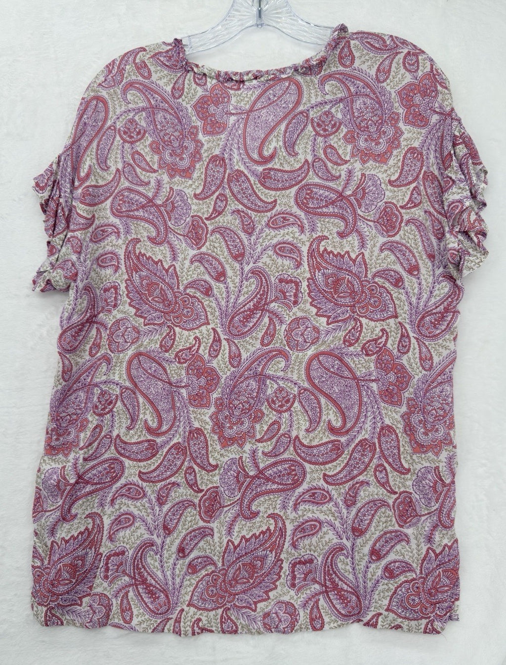 J Jill XS Top Pink Paisley Cap Sleeve Lightweight Rayon New NWT