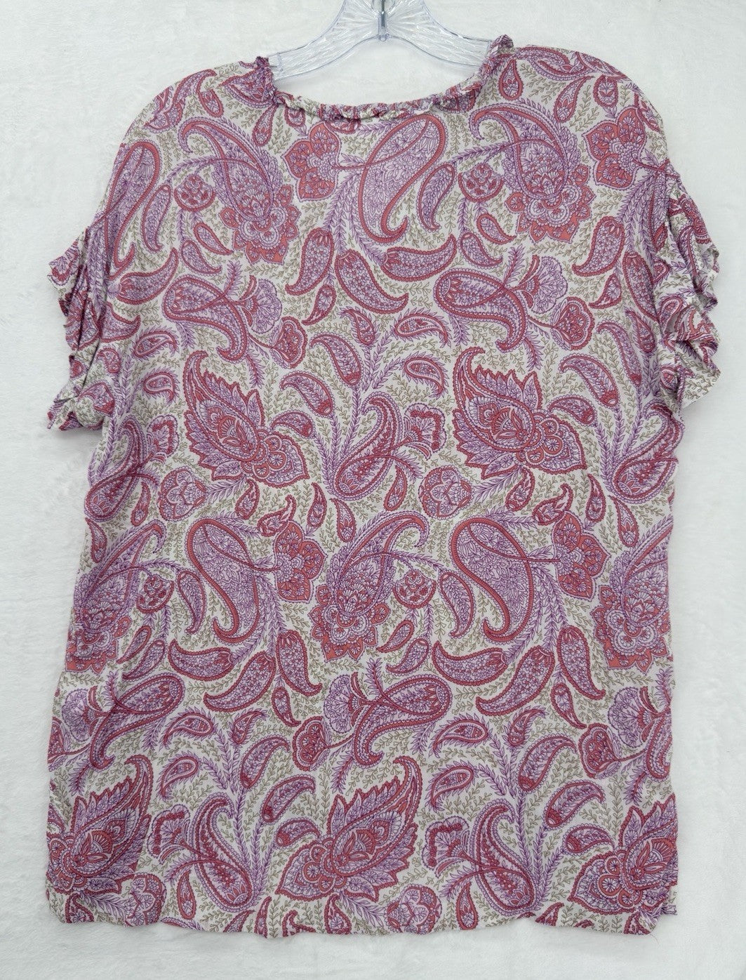 J Jill XS Top Pink Paisley Cap Sleeve Lightweight Rayon New NWT