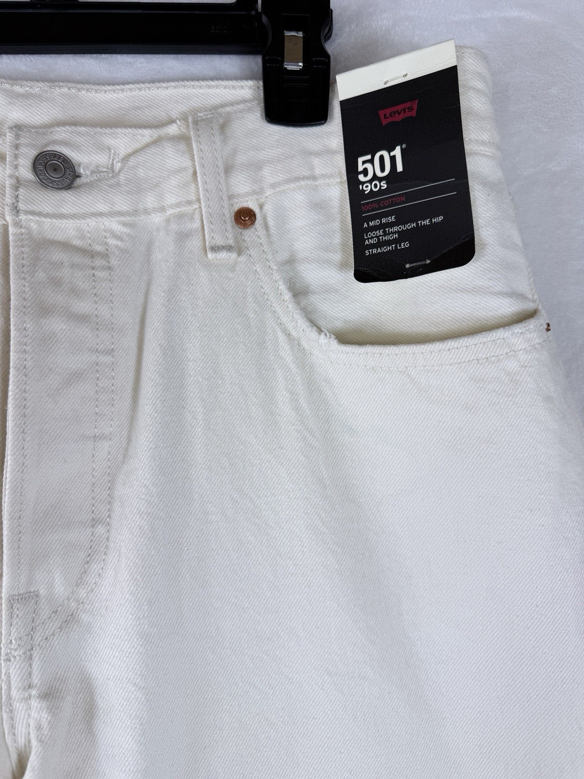 Levis 501 ‘90s Womens Jeans 30 30x32 White Ivory Button Fly Original New