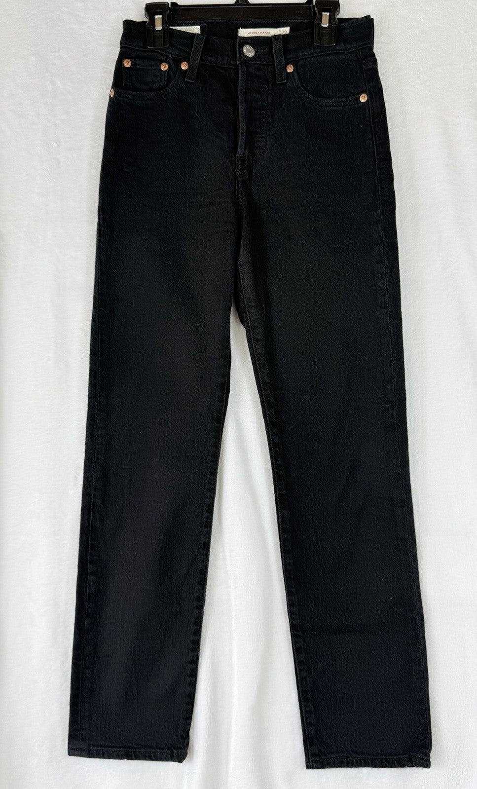 Levis Wedgie Straight 23 Jeans Womens Black 23x28 Button Fly Levi’s