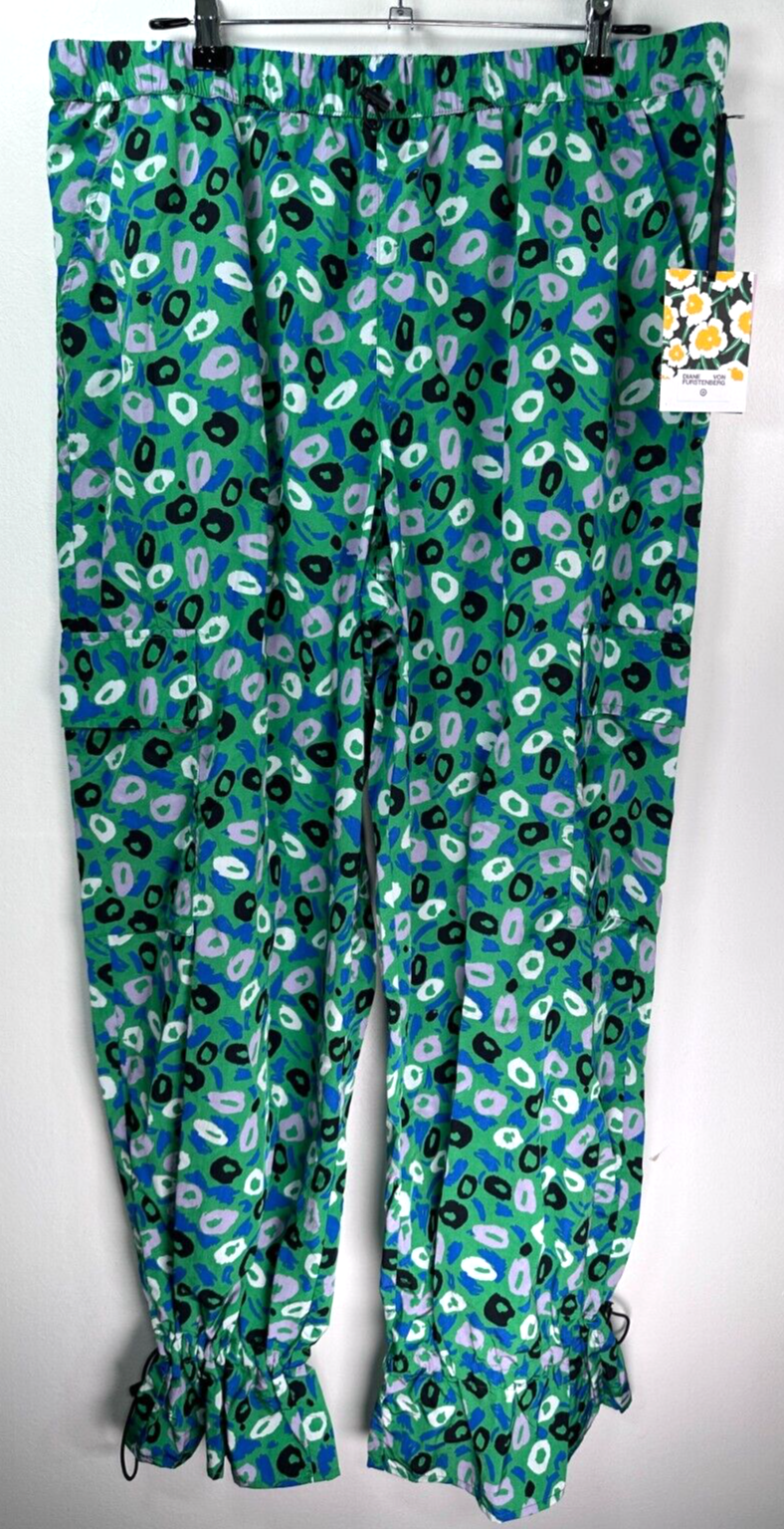 DVF Target Large Utility Jazz Dot Green Cargo Pants Diane Von Furstenberg NEW