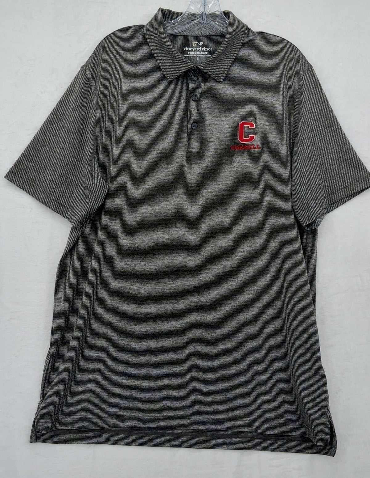 Vineyard Vines Performance Polo Shirt Cornell Logo Mens Large Brown Gray