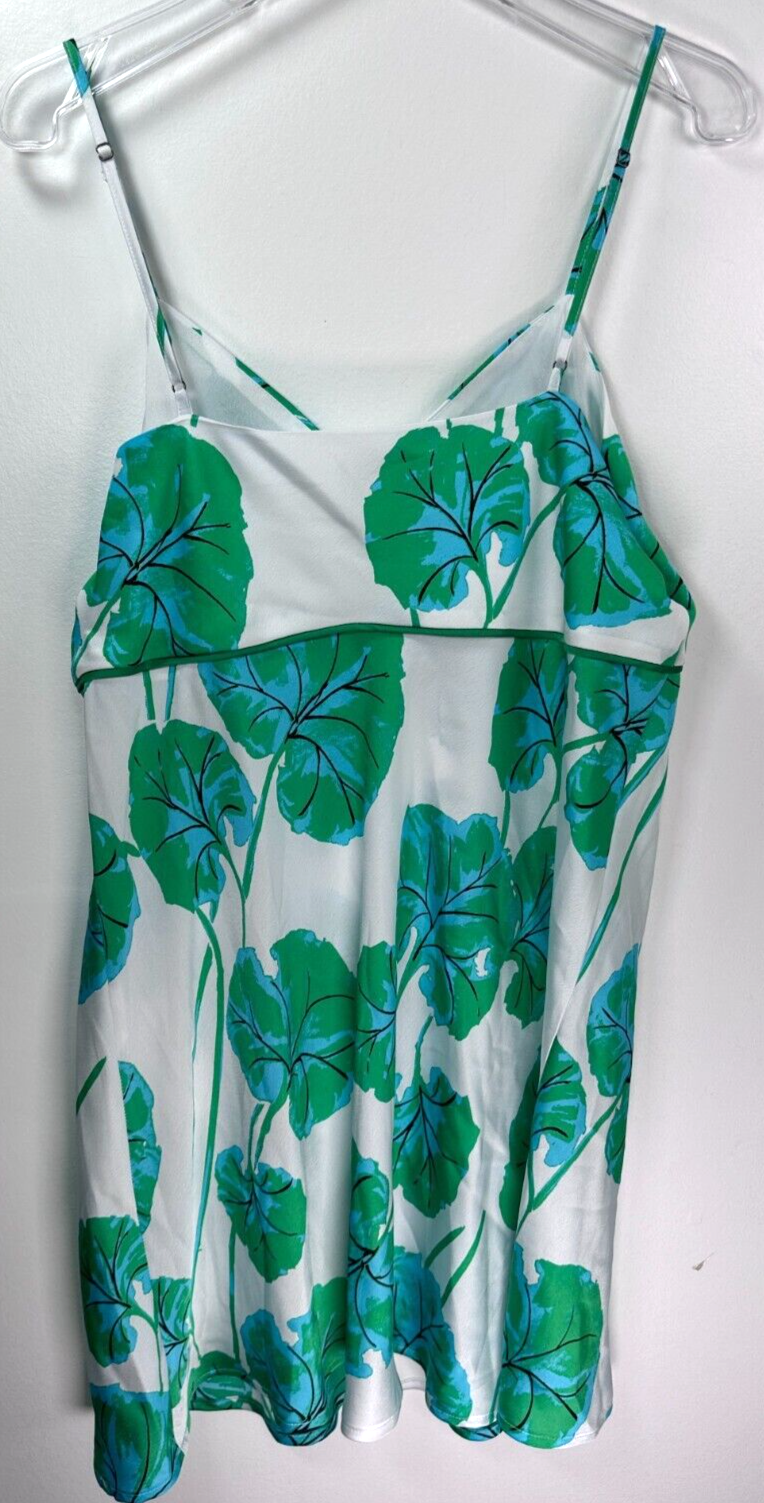 DVF  Target Dress Large Geranium Leaf Short Satin Slip Diane Von Furstenberg NEW