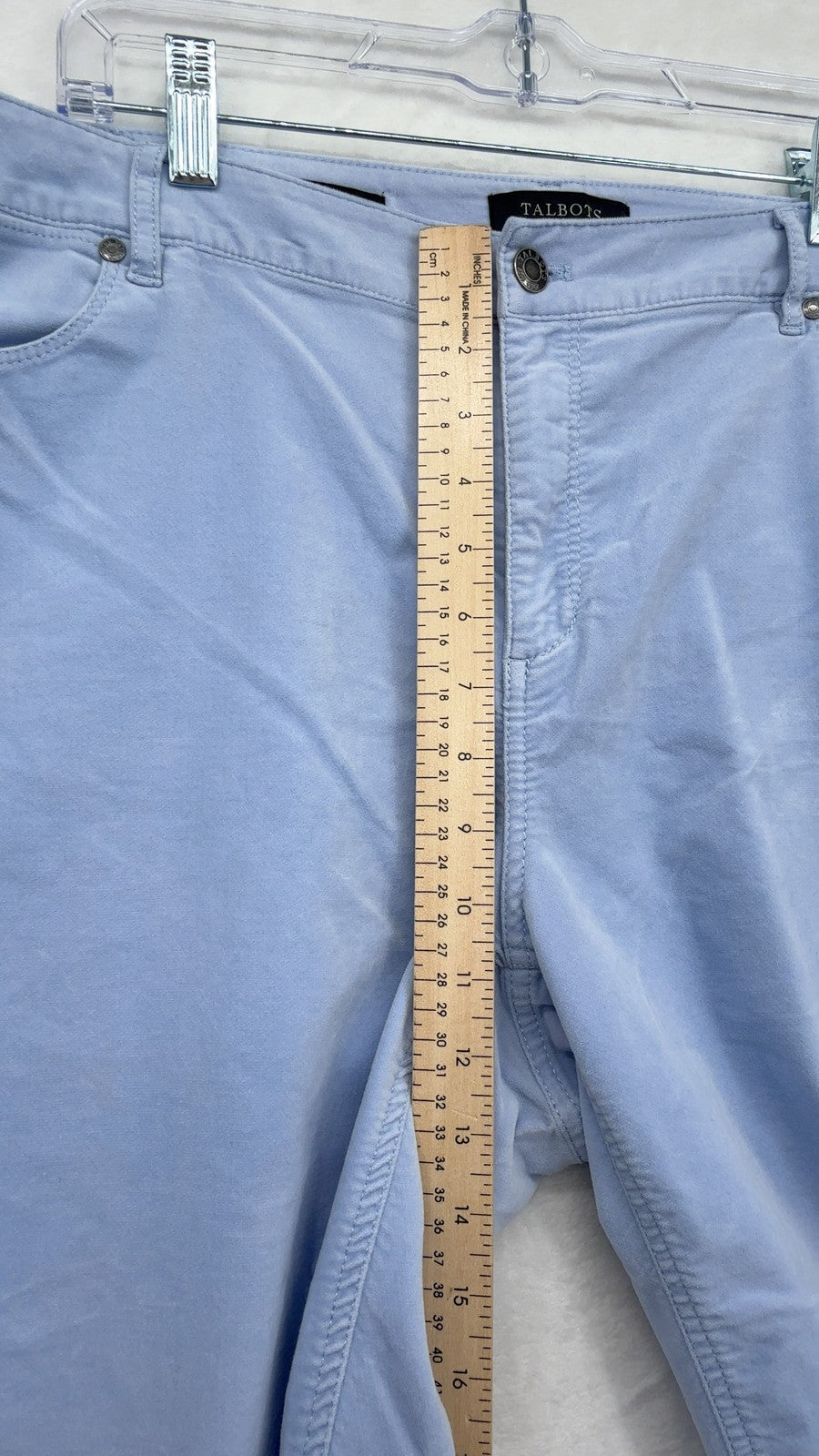 Talbots Velveteen Straight Leg Pants 18W Womens Light Blue Plus Size